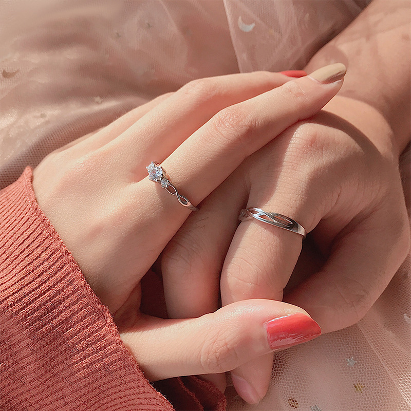 925 Silver Moissanite Couple Ring for Engagement Wedding Anniversary